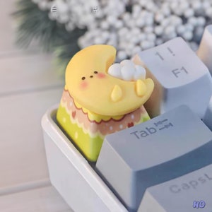 Cute Moon Cloud, Key Cap Handmade Artisan Keycap | Keycap | Cute Keycaps | Custom Keycap
