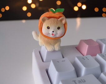 Süße Orange Katze Schlüsselkappen Handgemachte Artisan Keycap | Tastenkappe | Niedliche Schlüsselkappen | Kundenspezifische Schlüsselkappe