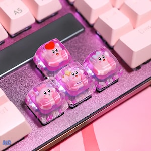 Floating Kirby Resin Collection Handmade Artisan Keycap | Keycap | Cute Keycaps | Custom Keycap | Kawaii Keycap