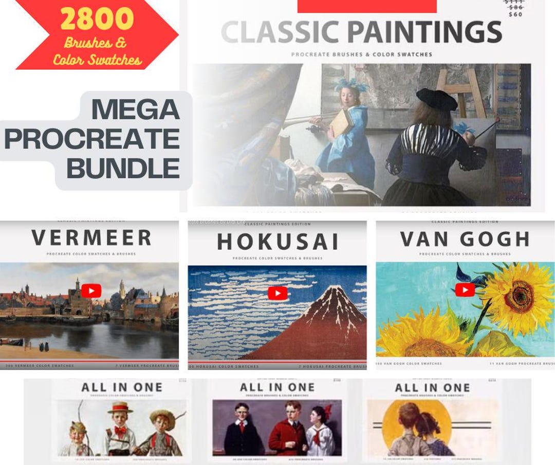 2800 Brush Set & Color Swatches - Mega Bundle Procreate Kit | iPad Pro ...