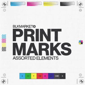 PRINTMARKS Over 80 Fully Editable Scaled Elements for Graphic Design & DIY Projects