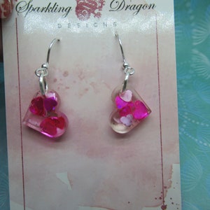 Love Heart Earrings - Dainty Pink Hearts
