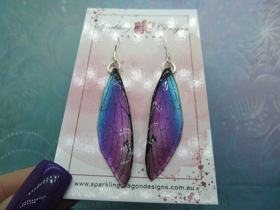 Boucles D'oreilles Papillons En Résine Dégradé Bleu/rose - Clous - Neuf Avec étiquettes