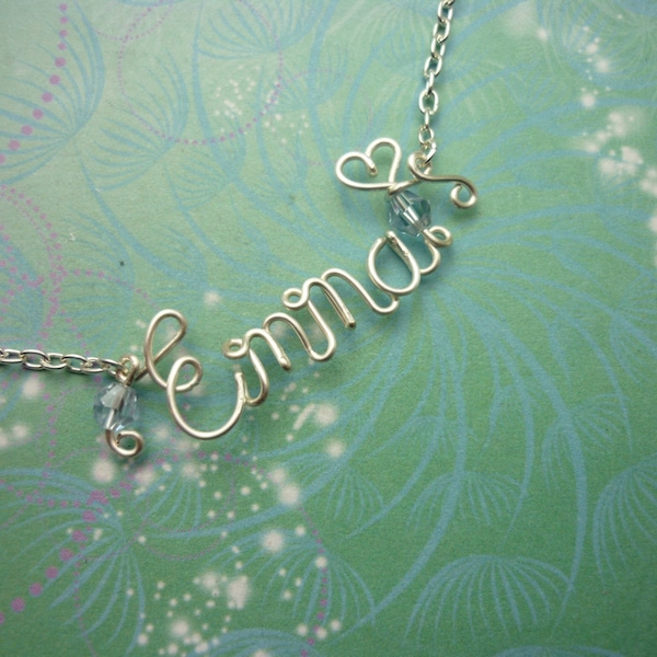 Wire Name Necklace Etsy
