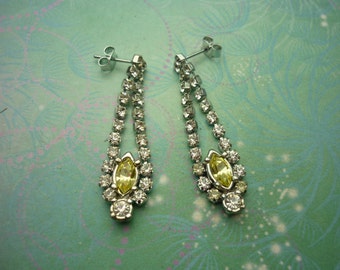 Pendientes Sunflower Yellow Vintage Crystal Silver - Elegante regalo brillante sin usar