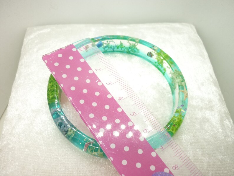 coral reef bangle blue and green fish ocean bangle coral and treasure yellow handmade resin bangle gift for her pink