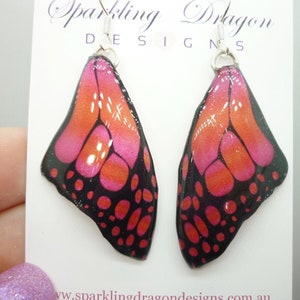 Butterfly Wing Large Size Earrings Soft Blue Stained Glass- Fairy Jewellery, Fairy Wing Earrings - Sparkly - Resin with Glitter Finish