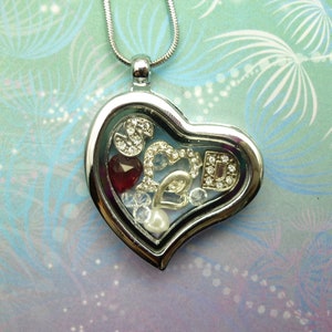 Sweetheart Valantine Anniversary Wedding Engagement Gift - Floating Charm Locket - Personalizado con 2 iniciales - elige tus amuletos de letras