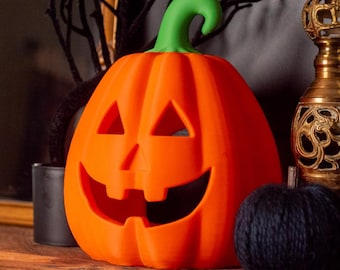 Large 3D Printed Pumpkin Lantern: Jack O' Lantern Tea Light Holder