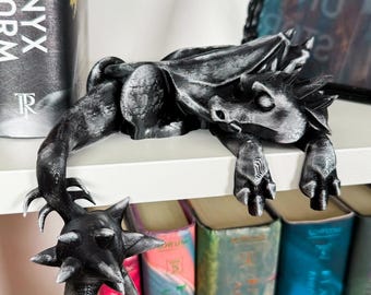 3D Printed Sleeping Dragon Bookshelf Buddy, Fantasy Book Decor