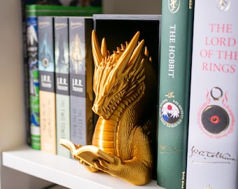Reading Dragon Book Nook Fantasy Bookshelf Insert Heavy Duty Book Support Gothic Library Decor Dragon Bookend Gift for Book Lovers Decor