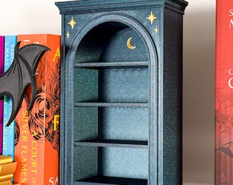 Night Court Bookshelf Bookend Mini Arched Bookcase Celestial Moon Stars Romantasy Book Nook Decor Fantasy Reader Gift 3D Printed Shelf Piece
