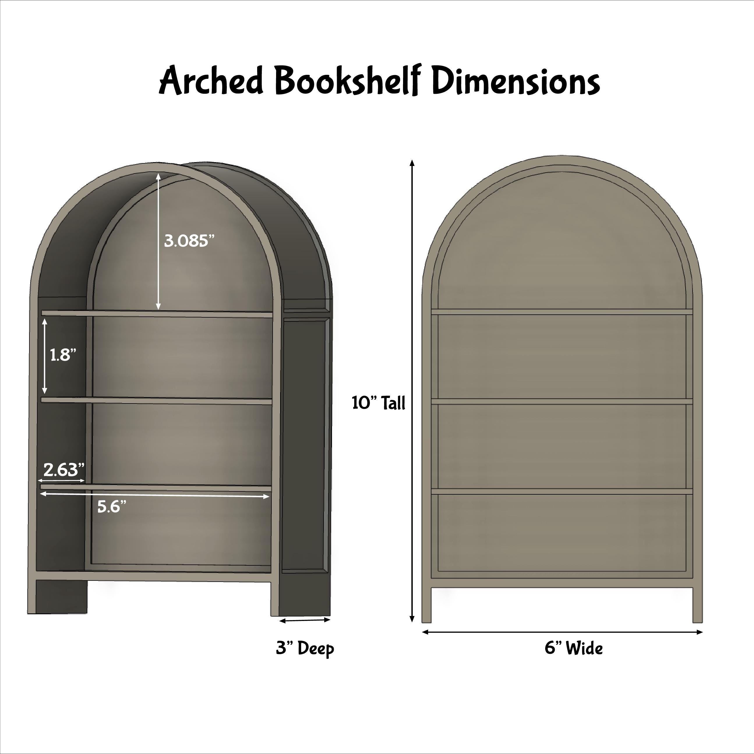 ARCHED BOOKSHELF BOOKEND | Book Swag | Library | Bookish Gift | Reading | 3D Printed | Book Nook | Mini Bookshelf | Mini Stand | Miniverse