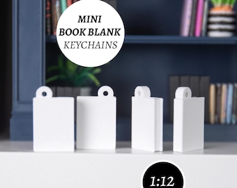 DIY Mini Book Blank Keychains 3D Printed White Miniature Book and Kindle Charms