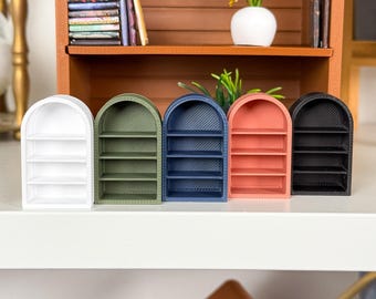 Mini Arched Bookshelf Bookend 1.5&quot; Tall Miniature Dollhouse Furniture 1:6 Scale Book Nook Accessory Tiny Bookshelf for Miniature Scene Decor