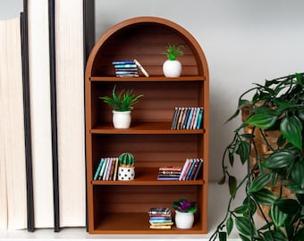 Arched Shiplap Mini Bookshelf BOOKEND 3D Printed Book Nook Bookshelf Organizer Minifig Display Home Library Decor Organizer Reader Gift Idea