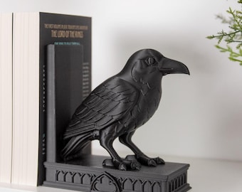 Raven Bookend, 3D Printed Gothic Dark Academia, Decorative Library Shelf Decor