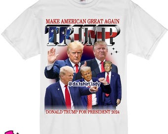 T-shirt Donna Scollo A V Trump Vance 2024 Make America Great Again