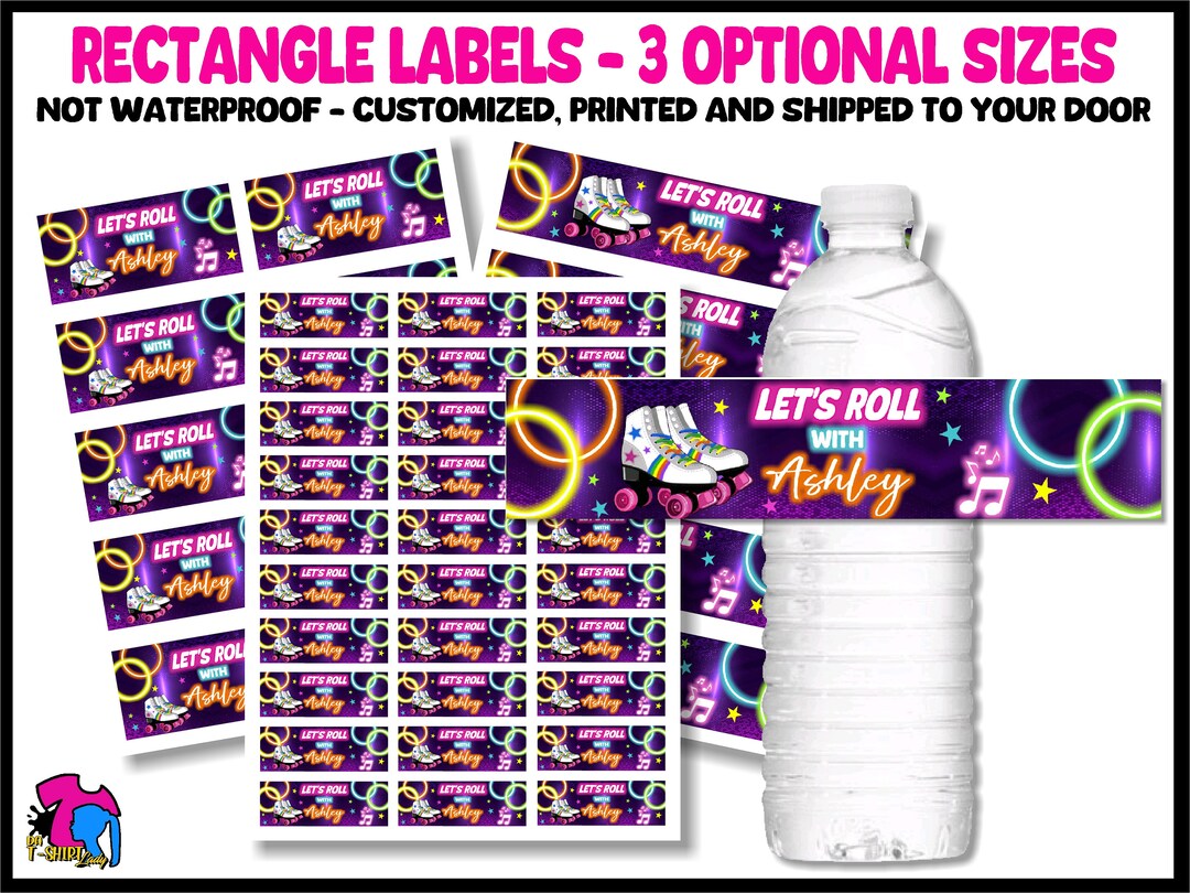 Birthday Sticker Rectangular Birthday Girl Rectangle Sticker Labels for Skating Party - Etsy