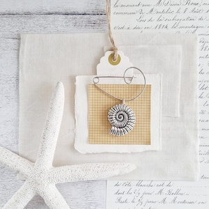 Swirl Brooch with Ammonite Pendant