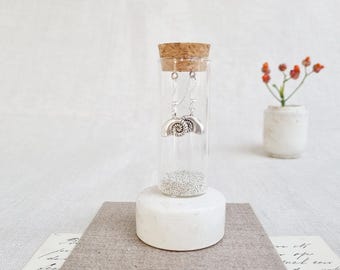 Ammonite Seashell Earrings in a Bottle
