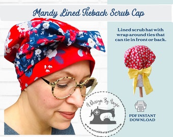 Scrub Hat Sewing Pattern DIY Reversible Lined Surgical Scrub Cap Downloadable PDF Instructions pdf  Scrub Cap Medical Students