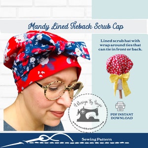 Scrub Hat Sewing Pattern DIY Reversible Lined Surgical Scrub Cap Downloadable PDF Instructions pdf Scrub Cap Medical Students image 1