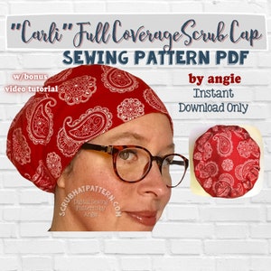 Woman Scrub Cap Sewing Pattern With Video Carli PDF Instant Download ...