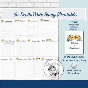 Sunflower Prayer Journal & Bible Study Pages - Printable Devotional Pack (A4, A5, US Letter)