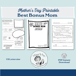 Best Bonus Mom Mother's Day Gift Printable Mom Ad Lib About Mom ...