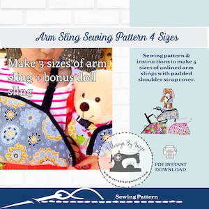 DIY Arm Sling Cast Cover Sewing Pattern Three Sizes Kids & Adults plus Bonus Doll Sling Pattern PDF digital download A4