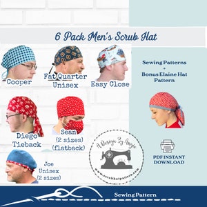 Men&#39;s Scrub Cap Sewing Bundle with Bonus Pattern - DIY Surgical Hat Tutorial