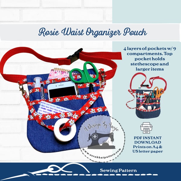 Nurse Fanny Pack Pattern Sewing Tutorial PDF Waist Pouch For Medical / Vet Tech The Rosie Nurse Tool Kit Gift