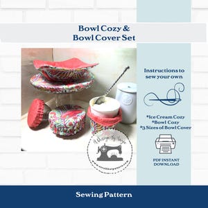 Cose tu propio posavasos y soporte para helado / Patrón para tapar platos y cuencos reutilizables / Descarga en PDF