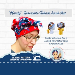 Easy To Sew Scrub Cap Pattern Tutorial Lined Reversible Nurse Cap Instructions DOWNLOAD  Mandy