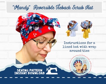 Easy To Sew Scrub Cap Pattern Tutorial Lined Reversible Nurse Cap Instructions DOWNLOAD  Mandy