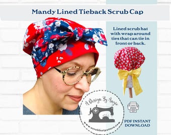 Easy To Sew Scrub Cap Pattern Tutorial Lined Reversible Nurse Cap Instructions DOWNLOAD  Mandy