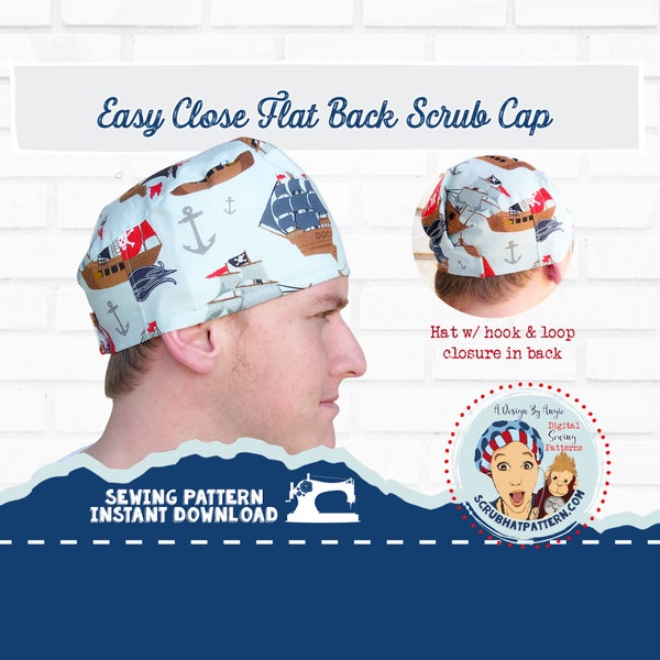 Scrub Cap Sewing Pattern Surgical Hat chef hat pdf Instructions No Waste Uses A Fat Quarter