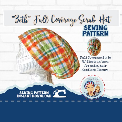 High Bun Ponytail Scrub Cap Sewing Pattern PDF Download to Etsy