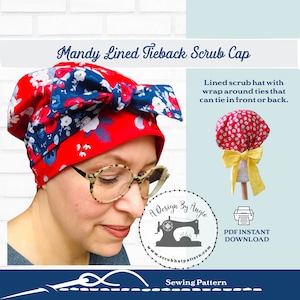 Easy To Sew Scrub Cap Pattern Tutorial Lined Reversible Nurse Cap Instructions DOWNLOAD  Mandy