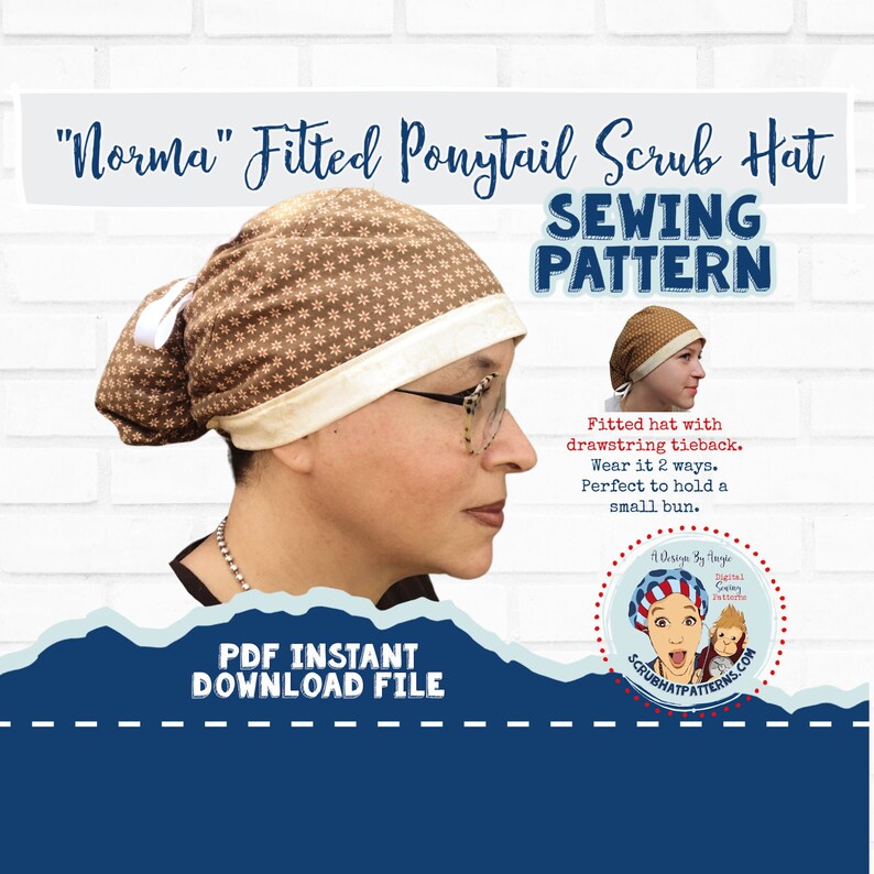 Ponytail Cap Pattern Tieback Scrub Cap 
