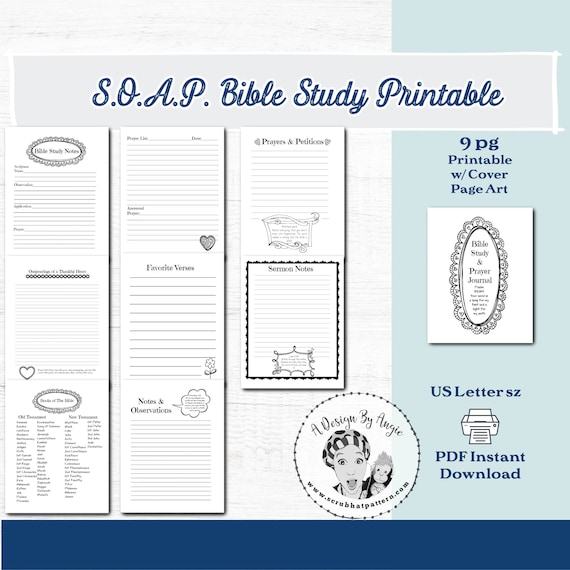 SOAP Method Girls Prayer Journal and Bible Study Devotional Pdf Printable Pages