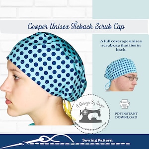 Surgical Cap Pattern The Cooper Unisex  scrub hat PDF Tutorial Drawstring Hat easy beginner sewing