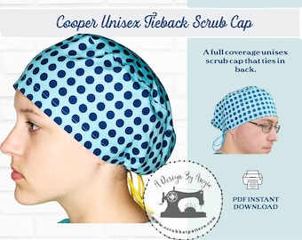 Surgical Cap Pattern The Cooper Unisex  scrub hat PDF Tutorial Drawstring Hat easy beginner sewing
