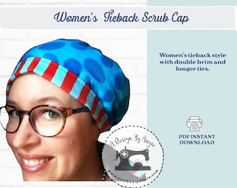 Surgical Cap Sewing Pattern For Women Tieback Scrub Hat and Chemo Head Wrap PDF Sewing Make your Own Scrub Hat