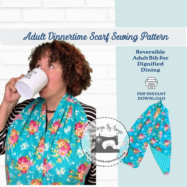 Adult Dignity Bib Dinner Scarf Sewing Pattern For Special Needs Pdf Download For Dining Easy Beginner Sewing