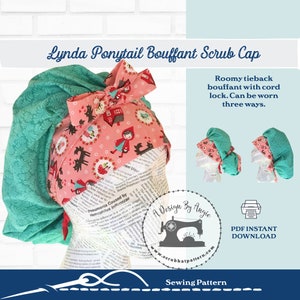Ponytail Scrub Cap Pattern w/cordlock PDF Download