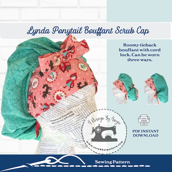 Ponytail Scrub Cap Pattern w/cordlock PDF Download