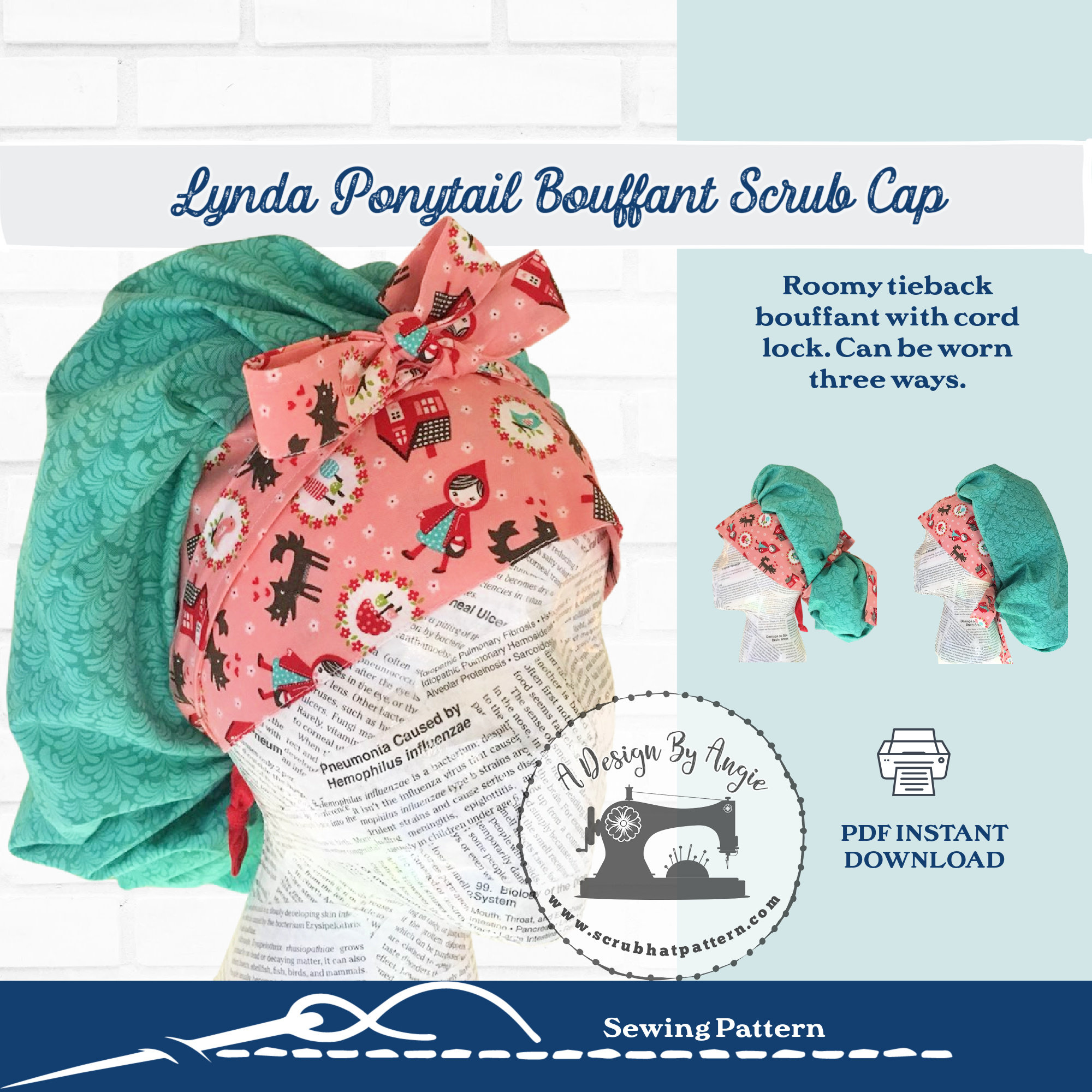Gain tip design スタッズ ウールハット ルード Euro Style Ponytail Scrub Cap Sewing Pattern and Video