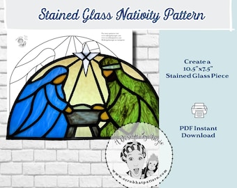 Stained Glass Nativity Holy Family Pattern For Christmas